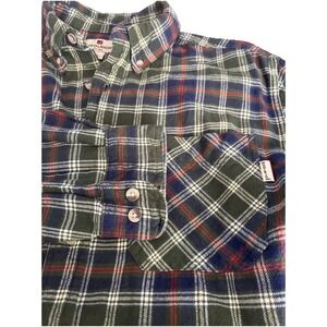 Woolrich Large‎ Button Down Green Plaid Flannel Outdoor Shirt Mens Long Sleeve